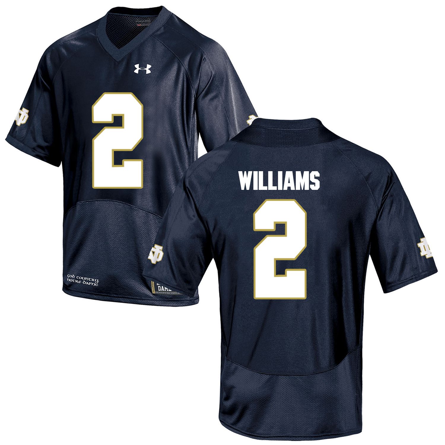 Men Norte Dame Fighting Irish #2 Williams Navy Blue Customized NCAA Jerseys